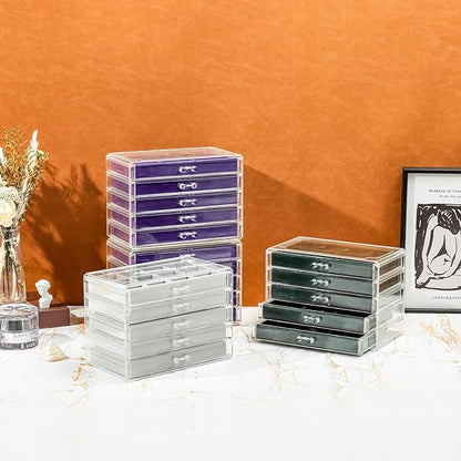 ProCase Earring Holder Organizer Jewelry Box with 10 Drawers, Acrylic Clear Earring Case with Adjustable Velvet Trays for Wom