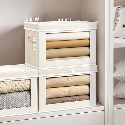 Homsorout Fabric Storage Bins with Lids, Decorative Storage Boxes, Closet Storage Bins with Window, Storage Baskets for Close