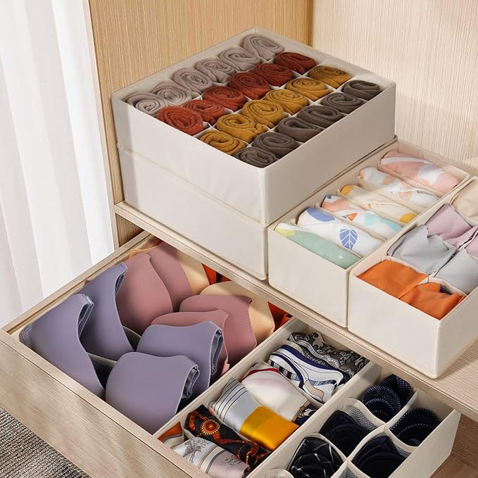 12 Pack Baby Clothes Organizer for Nursery, 116 Cells Fabric Foldable Dresser Closet Organizers and Storage Bins for Clothing
