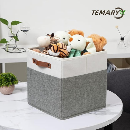 Temary Storage Cubes 12x12 Fabric Cube Storage Bins Foldable Storage Baskets with Handles, Decorative Storage Boxes for Organ