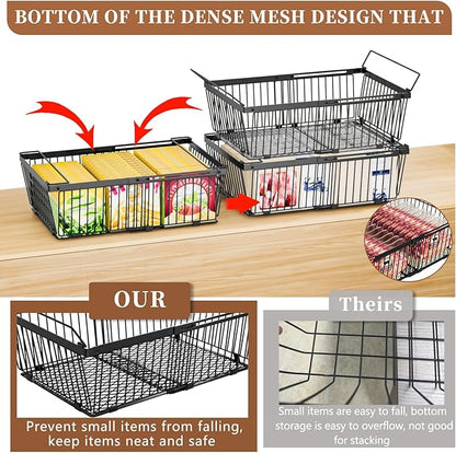 Large Freezer Organizer Bins，Upgraded Bottom Leak-Proof net，Fit 10 to 20 Cu.Ft Deep Freezer，3 Pack， Expandable Stackable Ches