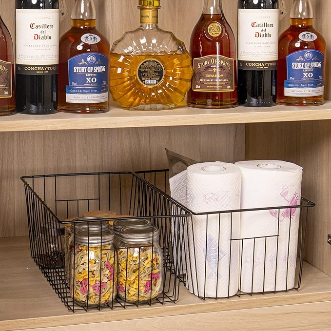 16" L x 12" W Wider Freezer Storage Organizer Baskets Container, Deep Metal Wire Chest Upright Refrigerator Divider Bins with
