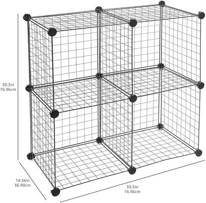 Amazon Basics 4 Cube Wire Grid Storage Organizer, Closet Organizer and Shelves, Stackable, Space-Saving, Easy to Assemble, 14