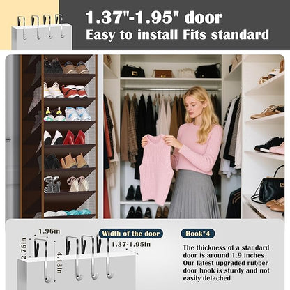 10 - Pocket Over - the - Door Hanging Shoe Organizers & Rack, Made of Sturdy 600D Oxford + Non - Woven Fabric, Space - Saving