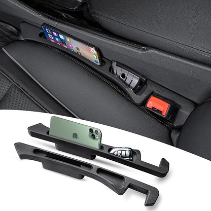 Car seat Gap Filler 2-Piece Multi-Functional Storage Belt with PU Material, seat Side Gap Filler to Prevent Items from Fallin