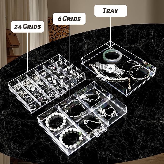 Clear Acrylic Jewelry Storage Box, Earring Jewelry Organizer with 5 Drawers, 5-Layer Jewelry Box for Women, Earrings Display 