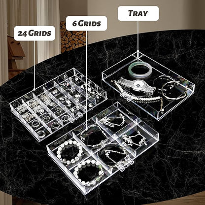 Clear Acrylic Jewelry Storage Box, Earring Jewelry Organizer with 5 Drawers, 5-Layer Jewelry Box for Women, Earrings Display 