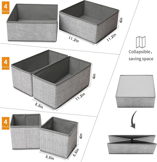 12 Pack Drawer Organizers for Clothing, Foldable Clothes Storage Box Closet Dresser Drawer Organizers Dividers, Bedroom Organ