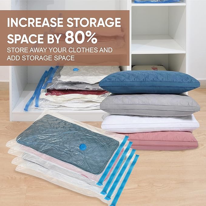 Roomimaster Vacuum Storage Bags, Vacuum Seal Space Saver Bags for Clothing, Travel Lugggage, Carry-on, Blankets, Comforters,P