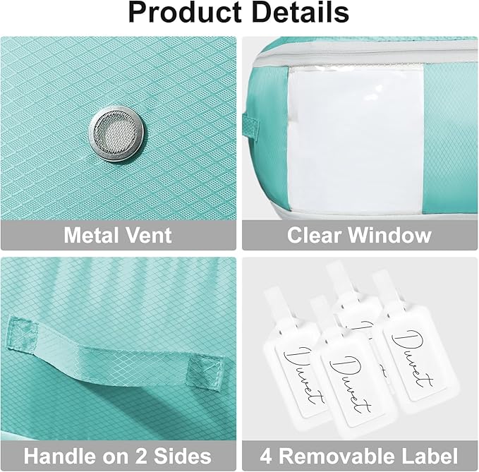 Comforter Storage Bag - Large Capacity Blanket Storage Bags 3-Layer Ultra Space Saving Self Compression Organizer, Washable C