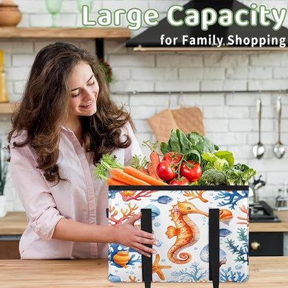 Reusable Grocery Bag, Foldable Large Shopping Tote Bag for Groceries Kitchen Picnic Car Trunk