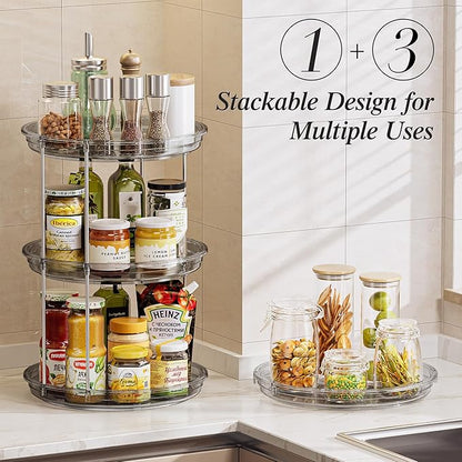 LAMU 2 Tier Lazy Susan Turntable Organizer 10.6'' Rotating Spice Rack Organization for Cabinet, Kitchen, Pantry, Countertop, 