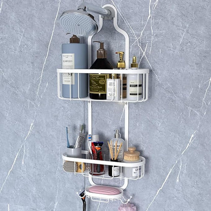 Kadolina White Hanging Shower Caddy, 3-Tier Bathroom Organizer with Soap Dish, Rust Resistant, Quick Dry, Assembly Required
