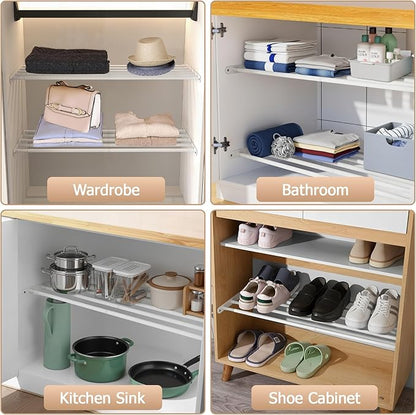 Expandable Closet Shelf Wall-Mounted Metal Storage Rack Adjustable Closet Rod DIY Divider Separator Space Saving for Cabinet 