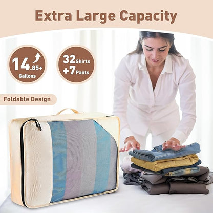 Toncoke 8-Piece Packing Cubes for Travel, Mesh Luggage Organizers with Shoe Bag, Toiletry Bag, Laundry Pouches, 4 Sizes (XL/L