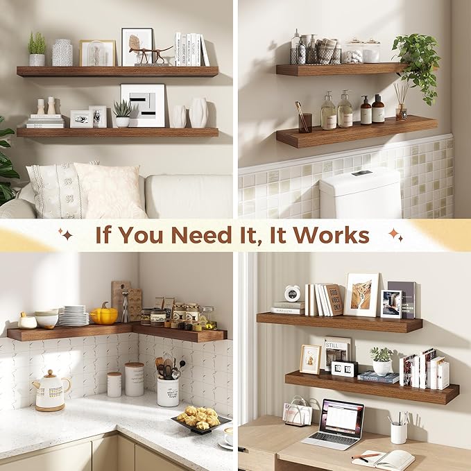 Dreamland 40 Inch Floating Shelves for Wall,8 Inch Deep Floating Shelves,40" W x 8" D Wall Shelves for Bedroom,Living Room, K