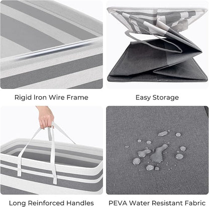 HomeHacks Laundry Basket,100L Each Waterproof, Freestanding Laundry Hamper, Collapsible Tall Clothes Hamper with Extended Han