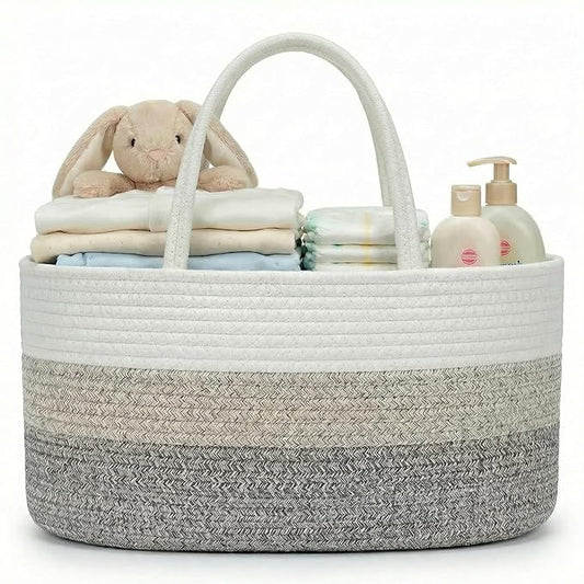 luxury little Diaper Caddy Organizer, Large Cotton Rope Nursery Baby Basket, Changing Table Organizer for Baby Diaper Storage