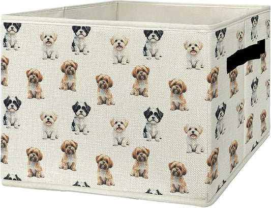 Shih Tzu Gifts Storage Bins & Boxes with Handles, Dog Foldable Basket for Organizing Dog Lovers Owners Women, Shih Tzu Christ