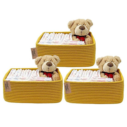 COMFY-HOMI 11.5"x7.5"x4.7" Storage Baskets for Organizing | Cotton Rope Woven Basket | Toy Storage Bin Box | Basket for Shelv