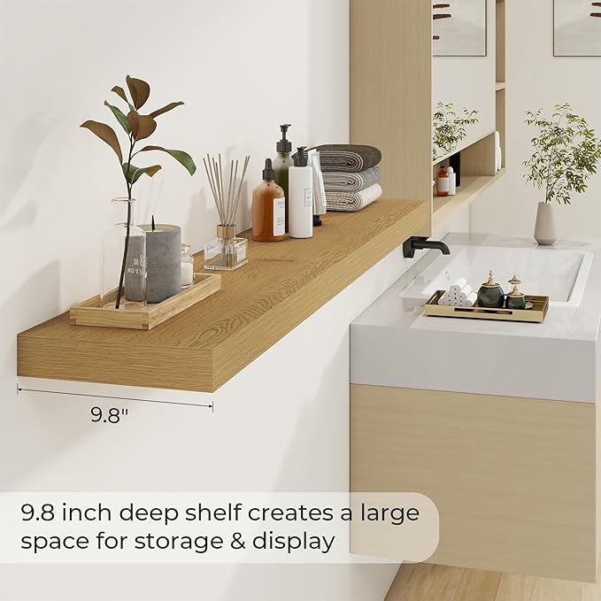 Dreamland 55 Inches Floating Shelves for Wall, 9.8" Deep Long Floating Shelves Set of 1, Large Display & Storage Shelf, Wall 