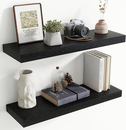 30 Inch Floating Shelves for Wall, 8 Inch Deep Floating Shelf for Storage & Display, Rustic Wall Mounted Shelf with Invisible