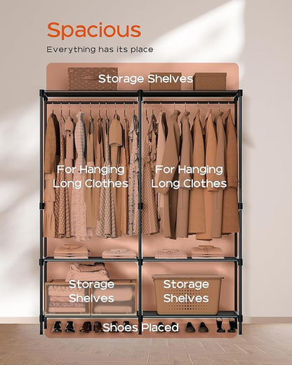 CASAMAYA Clothes Rack, Portable Closet, 54.3 Inch Large Capacity Wardrobe Closet, Clothes Storage Organizer with Shelves and 