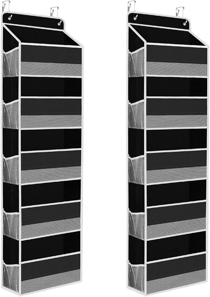 SpaceHacks 2 Pack Over The Door Organizer, Hanging Storage Organizer with Clear Window, 40lb Ultra Sturdy Large Capacity Room