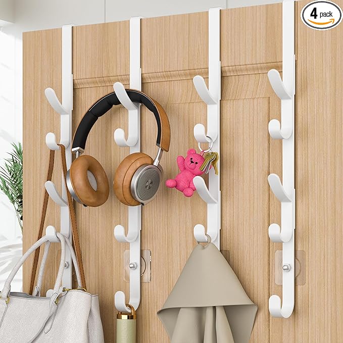 Over The Door Hooks, Metal Door Hooks for Hanging, Over The Door Purse Organizer for Coat Hanger, Back of Shower Door for Han
