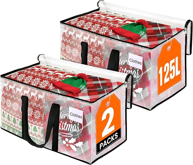 RoomHacks Clear Heavy Duty Extra Large Moving Bags, Reinforced Handle and Double Zipper, Storage Bags Alternative to Moving B