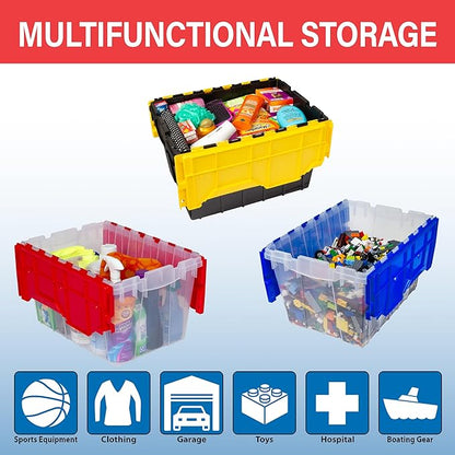 Akro-Mils KeepBox 12 Gallon Storage Container, Nesting and Stackable Plastic Storage Box with Lid Attached, Organizer Tote fo