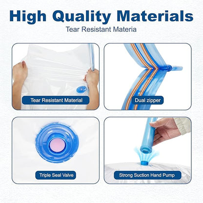 HOUSE DAY 10 Large Vacuum Storage Bags with Pump,Space Saving Vacuum Seal Bags For Clothing Travel, Vacuum Storage Bags For C