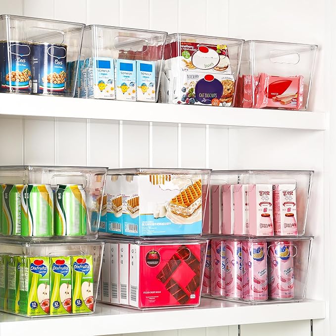 Vtopmart 8 Pack Clear Stackable Storage Bins with Lids, Large Plastic Containers with Handle for Pantry Organization and Stor
