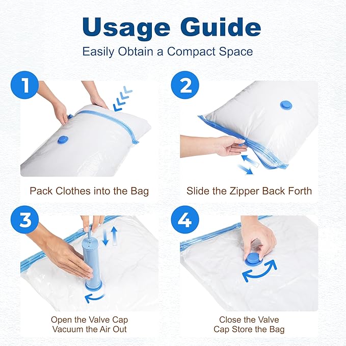 HOUSE DAY 10 Large Vacuum Storage Bags with Pump,Space Saving Vacuum Seal Bags For Clothing Travel, Vacuum Storage Bags For C