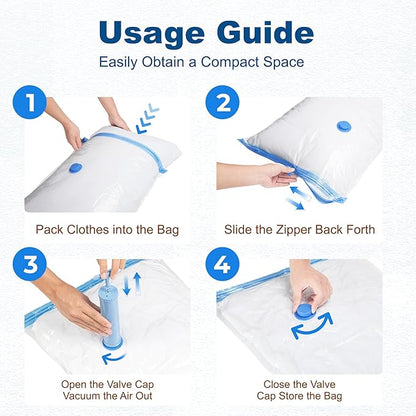 HOUSE DAY 10 Large Vacuum Storage Bags with Pump,Space Saving Vacuum Seal Bags For Clothing Travel, Vacuum Storage Bags For C