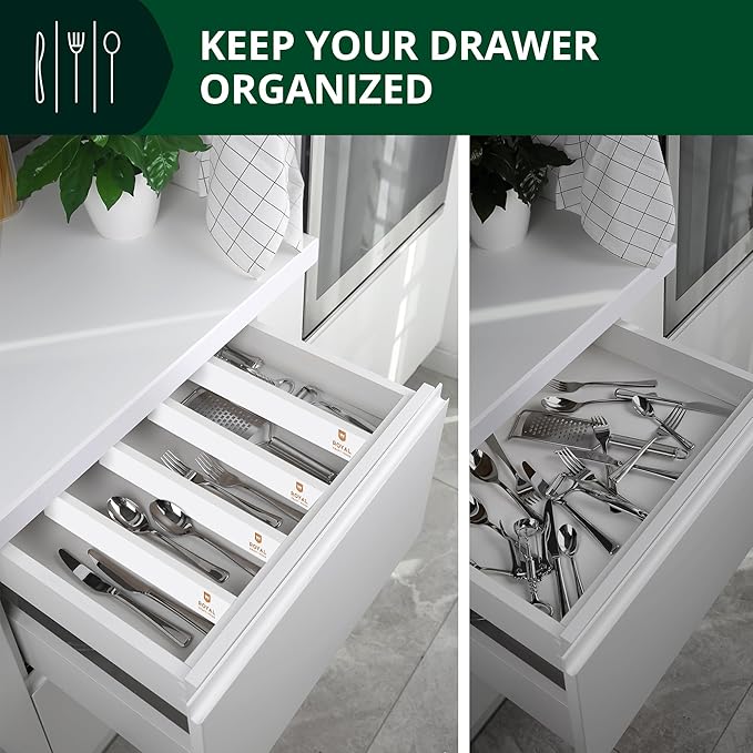 Bamboo Drawer Dividers Organizers, Adjustable Drawer Separator Splitters, 17–22 Inches Expandable Drawer Divider Organizer fo
