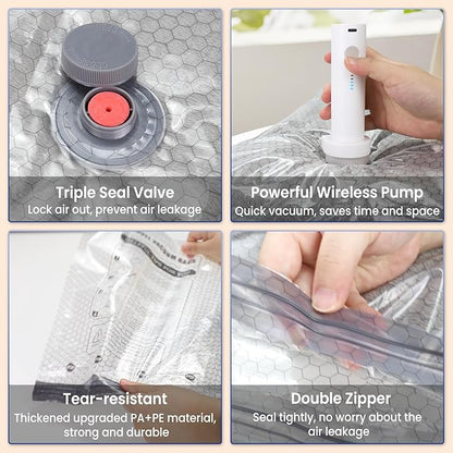 Space Saver Vacuum Storage Bags with Electric Pump, 18 PCS (6S,6M,4L,2J) Space Saver Vacuum Seal Bags for Clothing, Travel, B