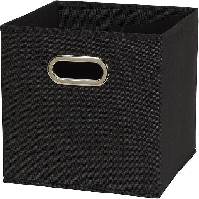 Household Essentials Foldable Fabric Storage Bins 6 Piece Set, Strong Poly-Woven Fabric, Sturdy Chipboard Sides, Grommet Fron