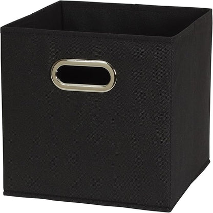 Household Essentials Foldable Fabric Storage Bins 6 Piece Set, Strong Poly-Woven Fabric, Sturdy Chipboard Sides, Grommet Fron