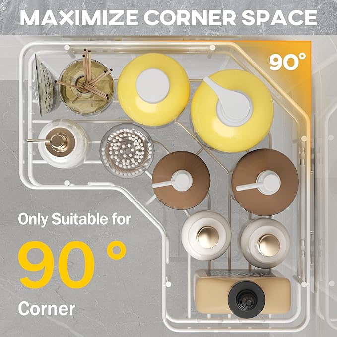 MAXIFFE 3 Pack X-Large Corner Shower Caddy with Soap Holder, Large Capacity Sturdy Easy Install No Drilling Stainless Steel H