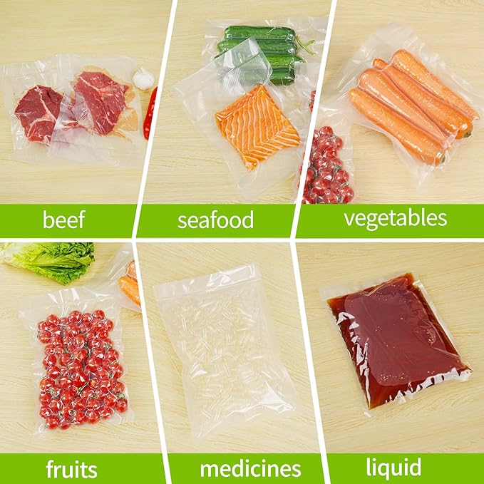 L'ELEF MISTICO Vacuum Sealer Bags for Food, 8''X20' (3 Rolls) BPA Free Food Saver Bags for Sealer, Customized Size Vacuum Sto