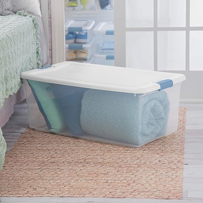 Sterilite 24-Pack Latching Box, Under Bed Storage Bins with Lids, Clear Plastic, 106 Quart - Heavy-Duty Organizing Containers
