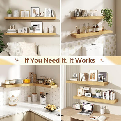 Dreamland 55 Inch Floating Shelves for Wall,8 Inch Deep Floating Shelves,55" W x 8" D Wall Shelves for Bedroom,Living Room, K