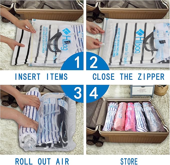 HIBAG Vacuum Storage Bags, 30-Pack Space Saver Vacuum Storage Bags, Vacuum Seal Bags for Clothing, Clothes, Comforters and Bl