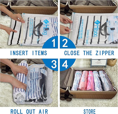 HIBAG Vacuum Storage Bags, 30-Pack Space Saver Vacuum Storage Bags, Vacuum Seal Bags for Clothing, Clothes, Comforters and Bl
