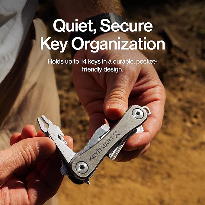 KeySmart Rugged - Multitool Key Holder for Keychain w/Bottle Opener and Pocket Clip, Organizer for Keys, EDC Keychains, Ring 