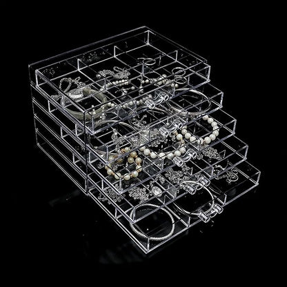 Clear Acrylic Jewelry Storage Box, Earring Jewelry Organizer with 5 Drawers, 5-Layer Jewelry Box for Women, Earrings Display 