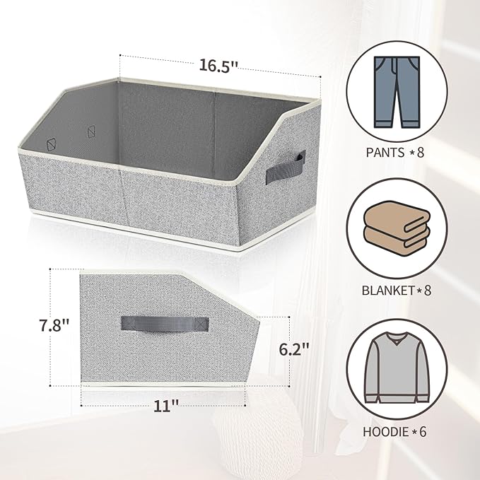 Homsorout Trapezoid Closet Shelf Organizer - Large Baskets for Organizing, Storage Baskets for Shelves, Cubbies Storage Bins 