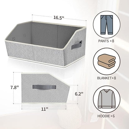 Homsorout Trapezoid Closet Shelf Organizer - Large Baskets for Organizing, Storage Baskets for Shelves, Cubbies Storage Bins 