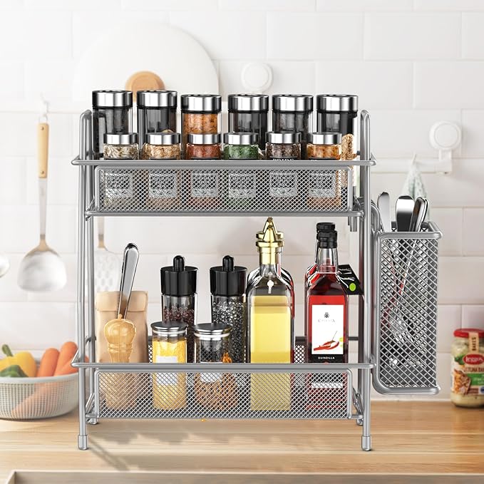 LEMIKKLE Spice Rack Organizer for Kitchen Counter, Spices Organizer and Storage Seasoning Organizer for Cabinet, Kitchen Meta